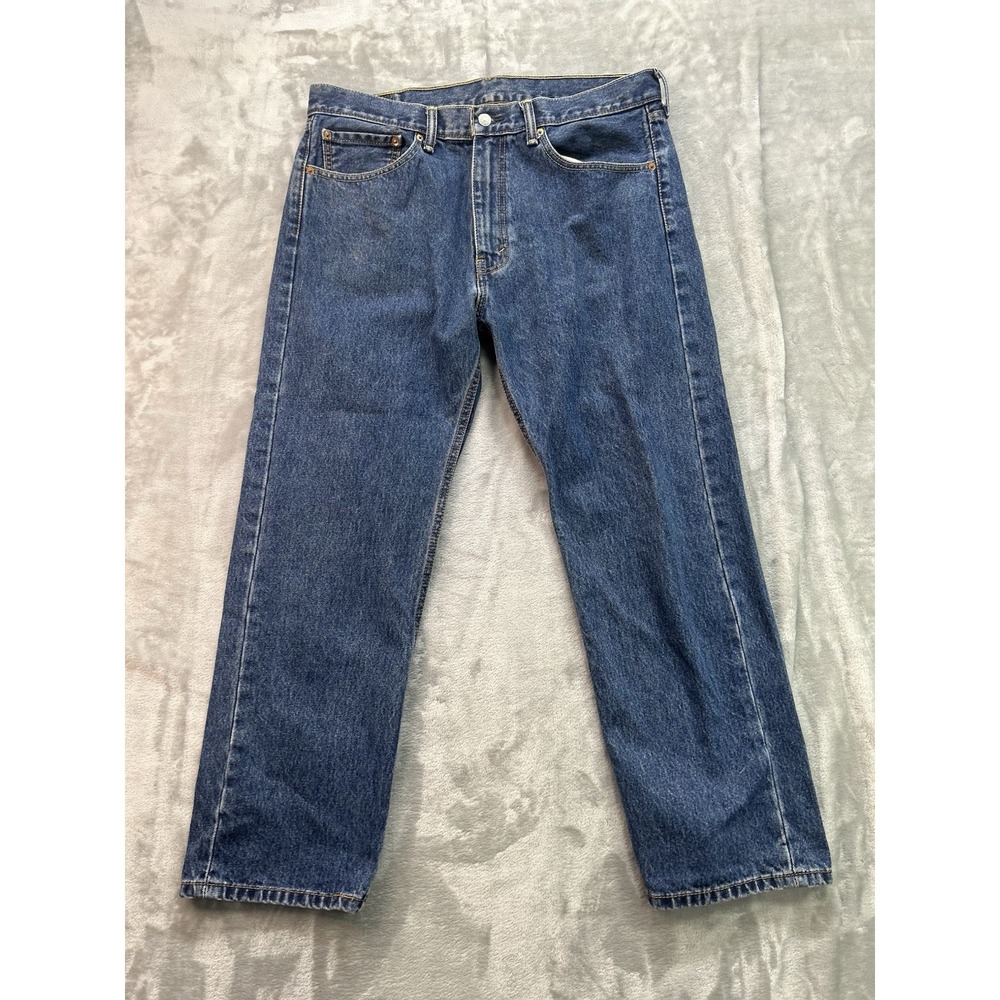 Levis 505 Jeans Mens Sz 36x29 Blue Straight Leg Mid Rise Guys Work Denim Pants